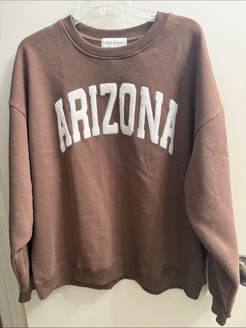 State of Mind Arizona Crewneck Sweatshirt - Brown with White Lettering